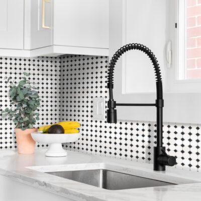 Kitchen Corner with Sink White Buttons