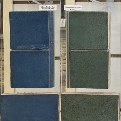 Adone 4″x4″ Thistle Blue – 418-018 | Adone 3″x6″ Thistle Blue – 418-009 | Adone 4″x4″ Pine Green – 418-002 | Adone 3″x6″ Pine Green – 418-007