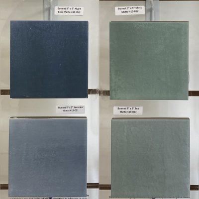 Bonnet 5″x5″ Matte Night Blue – 419-053 | Bonnet 5″x5″ Matte Lavender – 419-051 | Bonnet 5″x5″ Matte Moss – 419-052 | Bonnet 5″x5″ Matte Tea – 419-057