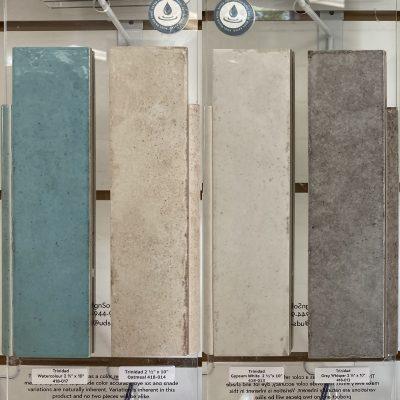 Trinidad 2.5″x10″ Watercolour – 418-017 | Trinidad 2.5″x10″ Oatmeal – 418-014 | Trinidad 2.5″x10″ Gypsum White – 418-013 | Trinidad 2.5″x10″ Grey Whisper – 418-012