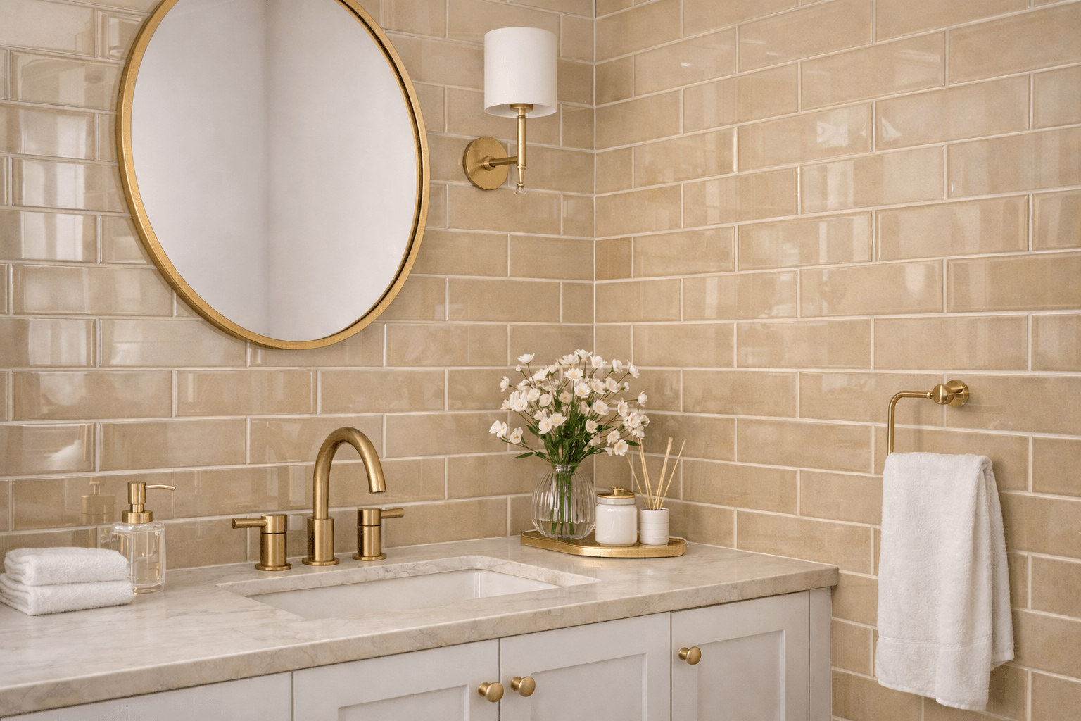 Elegant bathroom with gold accents